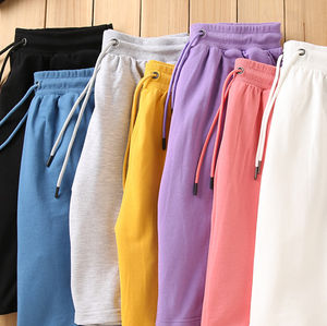 Pantalones cortos de verano ligeros transpirables informales versátiles para hombre cómodos cintura elástica 100% algodón patrón sólido venta en línea - Product Image 1