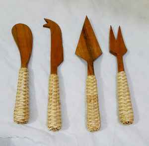 Juego de cucharas de madera para comer Utensilios de madera para cocina Cucharas de madera de teca natural de la India - Product Image 2