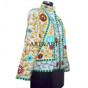 Vintage Indian Suzani Embroidered Breathable Eco-Friendly Cotton Women's Elegant Short Winter Quilted Jacket Duck Fabric Suzani - Product Image 1