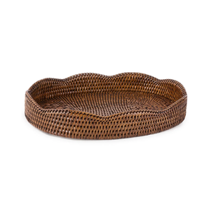 Plateau de service en rotin 100% BOHO Plateau de service pour pain et en-cas Plateau rond artisanal Plateau de service en rotin de qualité supérieure - Product Image 4