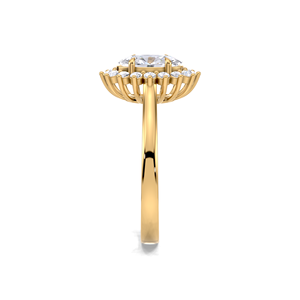 Bague de fiançailles de luxe avec double halo de diamants de 1,50 ct en or jaune, blanc et rose 18 carats |   Bague de mariage ronde brillante effet soleil - Product Image 3