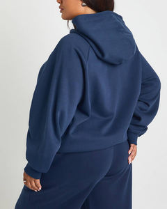 Sudadera Corta con Capucha de Manga Larga, Estilo Casual, Lavado Ácido Azul Marino, Logotipo Personalizado, Ropa de Calle de Invierno para Mujer, Venta al Por Mayor - Product Image 6