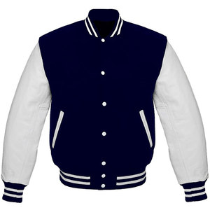 Varsity <b>Jacket</b> Wool & Leather Sports Varsity <b>Jacket</b> Unisex Varsity <b>Jackets</b> <b>White</b> Cow Leather Sleeves LatterMan - Product Image 4