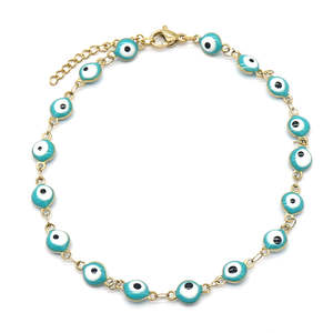 Cavigliera Occhio di Allah in Oro 18K con Diamanti Placcata Rodio per Feste o Regalo - Product Image 1