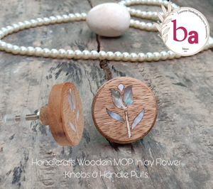 Perilla de puerta de flor con incrustaciones de madera tallada del proveedor global para cocina, dormitorio, sala de estar, armario, tirador de cajón - Product Image 2