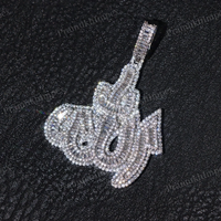 Collier pendentif unisexe en argent 925 plaqué or rose, entièrement serti de moissanite VVS de laboratoire taillée, style luxe, sur commande personnalisée, pour fêtes et hip-hop