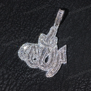 Collier pendentif entièrement serti de moissanite VVS, style luxe, sur commande personnalisée, pour fête, hip-hop, en argent 925 plaqué or rose - Product Image 5