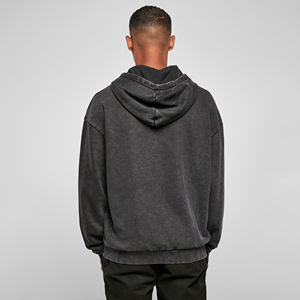 Sweat à capuche personnalisé lourd 100% coton lavé à l'acide fermeture éclair à l'épaule avec motif 3D pour la saison d'automne - Product Image 2