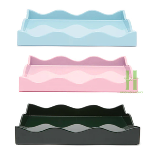 Elegant Scallop Lacquer Serving <b>Tray</b> Handcrafted Lacquered Scalloped <b>Trays</b> From Vietnam Factory HNH Craft - Product Image 1