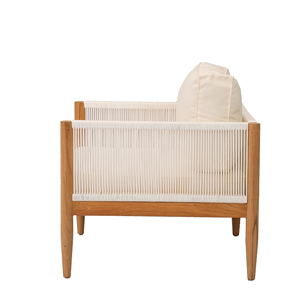 Ngoài Trời Sân Vườn Biệt Thự Đồ Nội Thất Nhà Phòng Chờ Ghế Vật Liệu Gỗ Tếch Với Sợi Dây Mây Và Đệm-Kael - Product Image 2