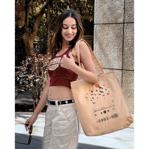 Sac fourre-tout Birdsong City en cuir PU avec fermeture éclair, doublure en coton, couleur unie brodée, pour toutes les saisons - Product Image 5