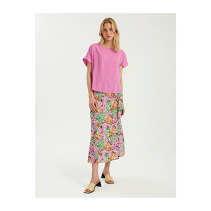 Blouse à encolure ras du cou en viscose avec fente tombante pour femme - Product Image 5