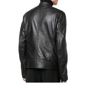 Veste d'hiver en peau de mouton véritable originale pour homme, col montant, logo frontal, dernier design, OEM, haute qualité, coupe-vent élégant personnalisé - Product Image 2