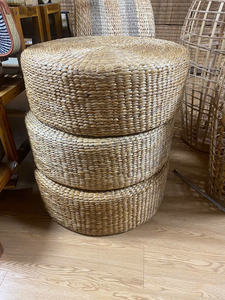 Handmade Water Hyacinth Floor Cushion Braided Ottoman <b>Stool</b> Round Shape Custom Logo - Product Image 6