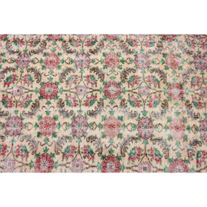 4x6.6 ft Area Vintage Rug, Turkish Rug, <b>Red</b> Green Solid <b>Wool</b> Rug - Product Image 5