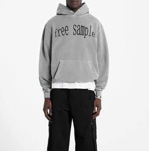 Custom Logo Printed Streetwear <b>Combed</b> Cotton Hoodie Blank Pullover puff printing Streetwear Hoodies For Men - Product Image 4