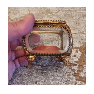 Cajas de joyería de almacenamiento de vidrio biselado con borde de latón con acabado antiguo creativo superior organizador de recuerdo de pendientes de anillo organizado para - Product Image 2