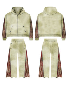 Ensemble de survêtement d'hiver pour homme, style optimal, imprimé personnalisé, avec sweat à capuche et pantalon de survêtement uni, design évasé et superposé, avec strass - Product Image 1