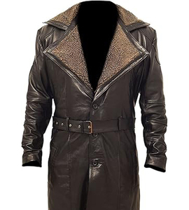 Màu nâu sẫm của nam giới USC Đức cổ điển xu hướng áo khoác da ấm áp ấm cúng lông thú thật cổ áo chống mùa đông không thấm nước trench áo khoác áo khoác áo khoác - Product Image 1