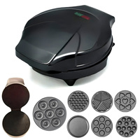 Mini gaufrier électrique antiadhésif avec plaques personnalisables, chauffage double face, 700W, usage domestique, commercial et hôtelier, petit-déjeuner rapide