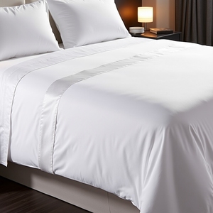 <b>Hotel</b> <b>Quality</b> Double Size <b>Duvet</b> Cover Soft Polycotton Blend with 3cm Satin Stripe Refined French Hem Size 210 X 230 cm - Product Image 4