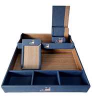 Plateau de service, protège-documents, poubelle, boîte à mouchoirs, porte-menus et porte-factures en cuir et bois de bouleau, personnalisables avec logo, certifiés ISO, pour hôtels et chambres d'hôtel
