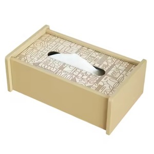 Boîte à mouchoirs cylindrique en bois blanc, porte-mouchoirs carré décoratif pour la maison et le bureau - Product Image 4