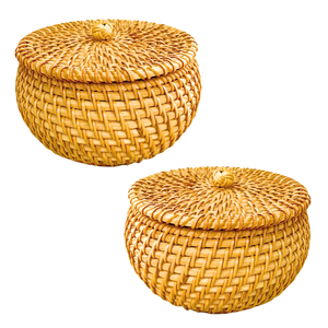 Chic y versátil-Cesta de ratán con tapa-Solo 50 gramos-Multifuncional para la organización y decoración del hogar - Product Image 1