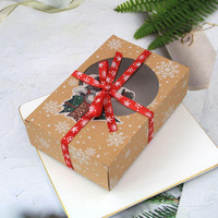 Boîtes à pâtisserie en kraft de qualité alimentaire les plus vendues avec papier sulfurisé et rubans, boîtes à biscuits de Noël avec fenêtre, boîte cadeau avec fenêtre