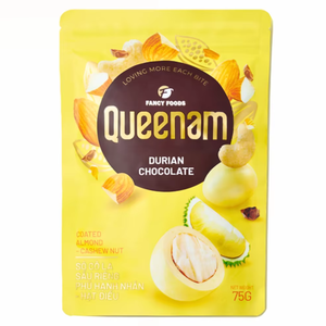 Proveedor de Chocolate Dragee Personalizado al por Mayor, Fabricante HALAL OEM/ODM, Bocadillos de Nueces de Anacardo y Almendras Recubiertas de Durian Sólido de 75 g - Product Image 1