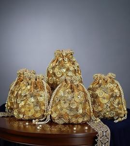 Bolso Potli con bordado Gota hecho a mano para mujer, bolso Potli a juego con traje pakistaní para mujer, regalo para bodas y Sangeet. - Product Image 6