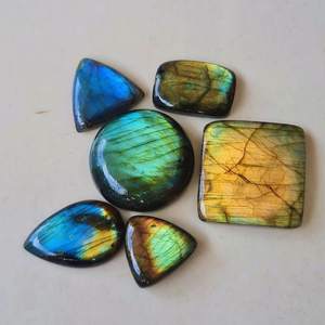 Cabochons de labradorite naturelle de haute qualité, taille ovale, formes variées, tailles mixtes, pierres précieuses pour la fabrication de bijoux - Product Image 5