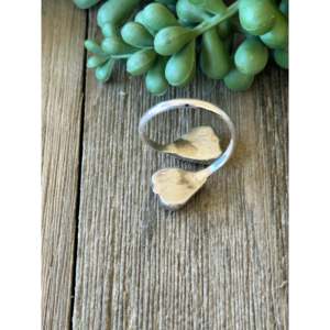 Orange <b>Opal</b> Sterling Silver Adjustable Heart <b>Ring</b> <b>Vintage</b> Inlay Gift - Product Image 5