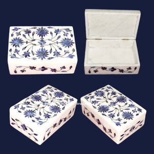 Mejor hermoso diseño elegante hecho a mano fregona azul caja de incrustaciones de mármol con material de nácar uso para almacenamiento de joyas artículo de regalo - Product Image 2