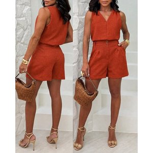 Conjunto de Dos Piezas para Mujer, Blusa de Manga Corta con Cuello en V y Pantalones Cortos, 34315 - Product Image 1