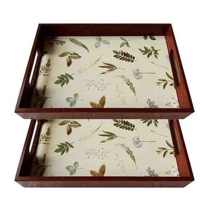 Plateau de service en bois de qualité supérieure en forme de rectangle en chêne de pin avec des accents en métal Décor de cuisine rentable - Product Image 4