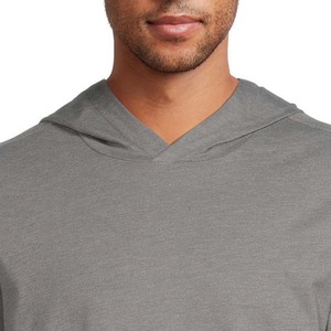 Camiseta con Capucha para Hombre, Corte Regular, Color Gris Sólido, Informal, Transpirable, de Poliéster Tejido, para Verano - Product Image 4