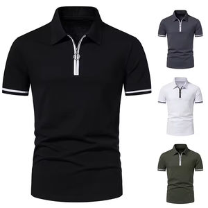 2025 vente en gros de haute qualité été nouveaux hommes fermeture éclair Polo à manches courtes Golf loisirs grande taille hommes T-shirt ZOHAN CRÉATIONS - Product Image 2