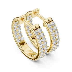 Pendientes de Oro Amarillo de 14K con Diamantes Redondos para Mujer |   Regalo de Aniversario, Lujoso, Certificado, Nupcial, Boda, Elegante, Fino - Product Image 2