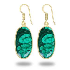 Malachite Earrings Drop <b>Stone</b> Jewelry for Boho Chic Styles High End Luxury 18K Gold Plated Malachite Earring Jewelry Women - Product Image 2
