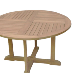 Mesa de comedor redonda de madera de teca de buena calidad con patas resistentes para uso en exteriores. - Product Image 6