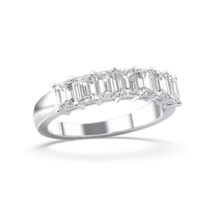 Juego de puntas de diamante con forma de Esmeralda cultivada en laboratorio de calidad FG/VS de 1,50 quilates, banda de boda de media eternidad hecha en platino para mujer - Product Image 3