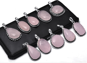 ที่มีคุณภาพที่ดีที่สุดร้อนขายธรรมชาติโรสควอตซ์พลอยขายส่งจำนวนมากจี้เครื่องประดับ - Product Image 2