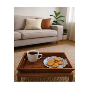 <span class=keywords><strong>Plateau</strong></span> <span class=keywords><strong>de</strong></span> service en bois rustique avec poignées, <span class=keywords><strong>plateau</strong></span> ottoman décoratif pour le thé, le café et la décoration <span class=keywords><strong>de</strong></span> la maison <span class=keywords><strong>de</strong></span> style campagnard - Product Image 3