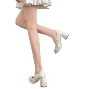 Zapatos franceses Mary Janes de tacón grueso para mujer, calzado a la moda para primavera y otoño, suela suave, tacones planos versátiles, calzado para vestido de boda - Product Image 1