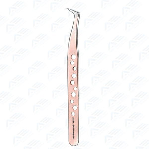 Pinces à cils en acier inoxydable à pointe inclinée pour extensions de cils, design incurvé de précision, poignée antidérapante, Apto Enterprises AE-8005 - Product Image 3