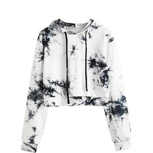 Sudaderas con capucha recortadas teñidas con lazo de algodón 100% de calidad superior, suéter de mujer, suéteres de invierno, diseño desgastado, logotipo impreso-XS - Product Image 3