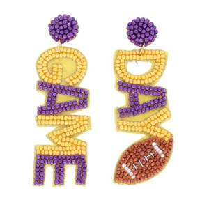 Beautiful Stylish Handcraft Game Day Seed Bead Football Embroidery <b>Earrings</b> Elegant Fancy Fashionable & <b>Top</b> By Hiba Enterprises - Product Image 1