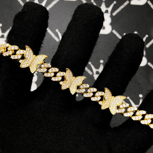 Mejora tu apariencia con esta pulsera de hip hop de mariposa cubana con eslabones, diamante natural en plata de ley 925 - Product Image 5