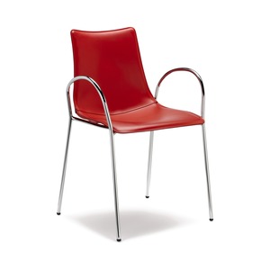 Chrome Metal Frame Upholstered Stacking Restaurant <b>Armchair</b> - Product Image 2